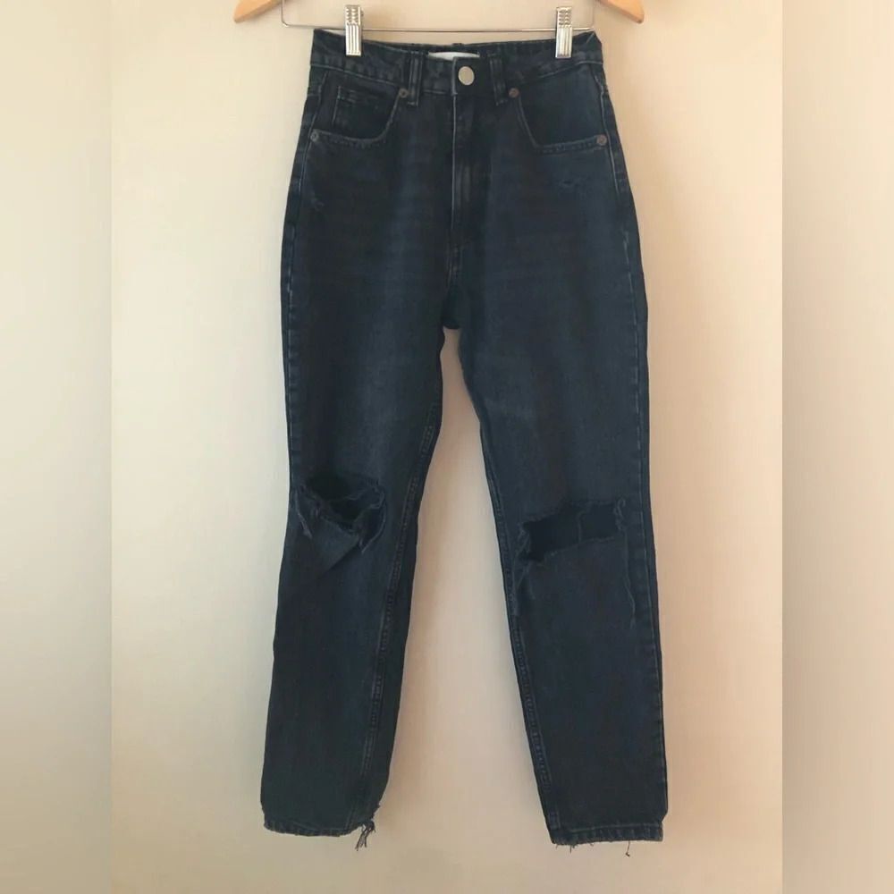 ✨ Zara | Distressed Black Faded Jeans